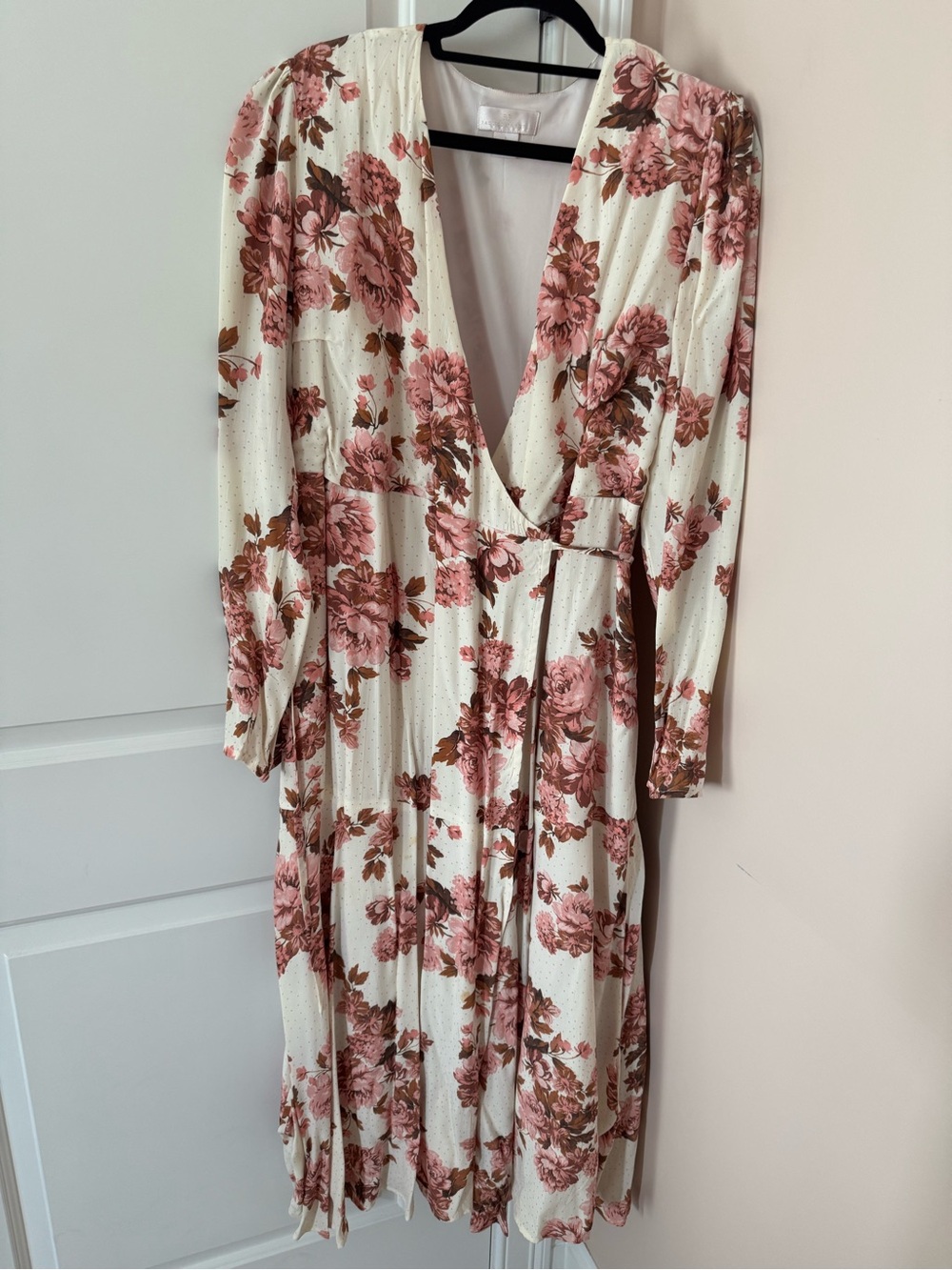 Rachel Parcell Cream Midi Dress with Pink Floral Print